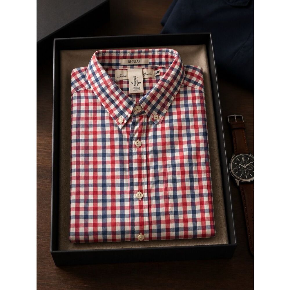 Short Sleeve Madras Shirt Size L